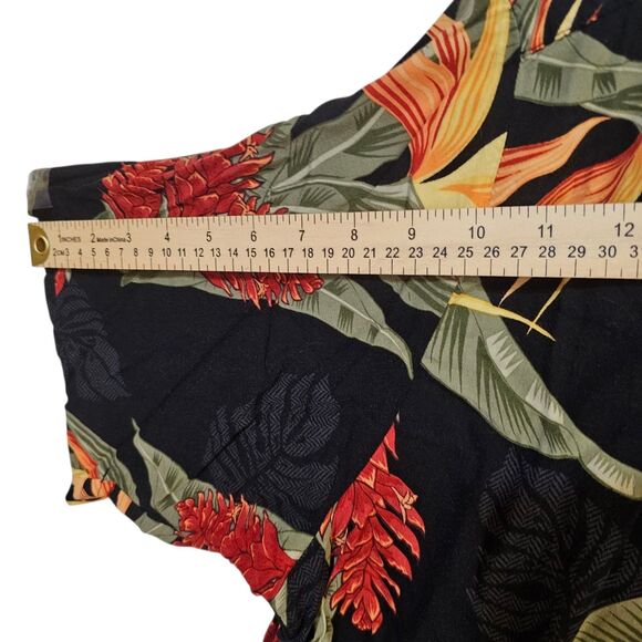 Puritan Hawaiian Shirt Men's Extra Large Black Red Button Down Short Sleeve - Picture 3 of 8